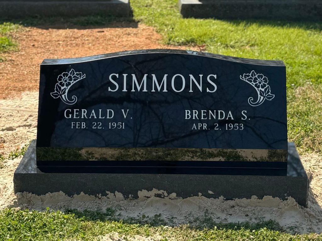 Jet Black companion slant memorial designed and installed by Rico Monuments