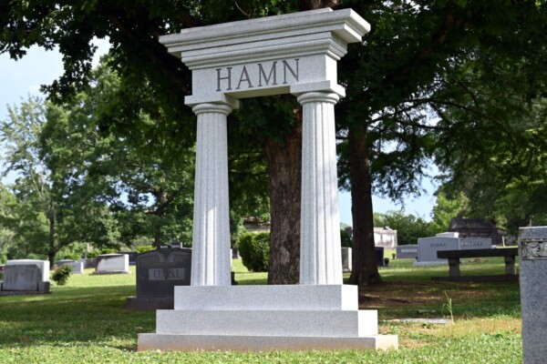 Custom Georgia Grey Double Column Monument. Custom Georgia Grey Double Column Monument.