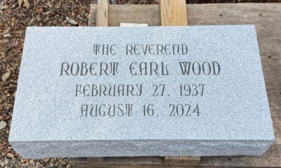 Georgia Grey granite bevel marker with a natural steeled finish. Georgia Grey granite bevel marker with a natural steeled finish.