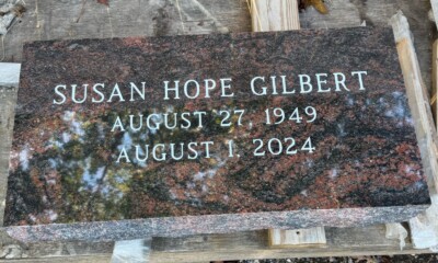 India Aurora granite flat marker with a polished finish. India Aurora granite flat marker with a polished finish.